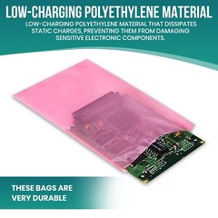 Pink Open Ended Flat Top Anti-Static Bag AntiStatic Poly Bags 4mil Electronic
