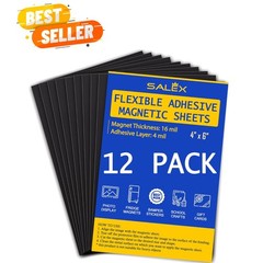 Magnetic Sheets with Adhesive Backing for Crafts, DIY 12 Pack. Strong Craft M…