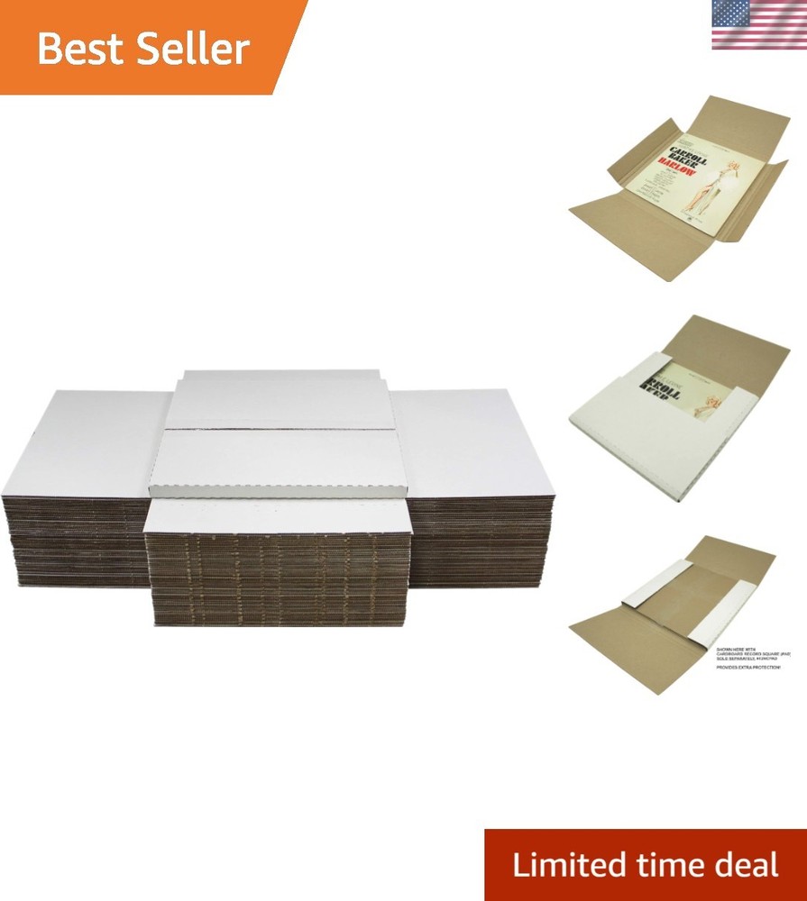 10 White Vinyl Record LP Shipping Mailer Boxes – Adjustable Height – STRONG 3…