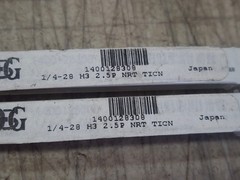 2 Qty OSG Thread Forming Tap: 1/4″-28 UNF H3 / 2B-3B, Modified Bottoming Chamfer