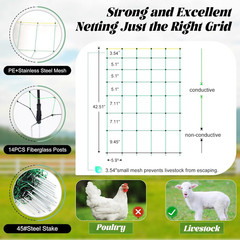 Electric Fence Netting, 42.5″ X 164′ Electric Netting Fence, PE Portable Electri