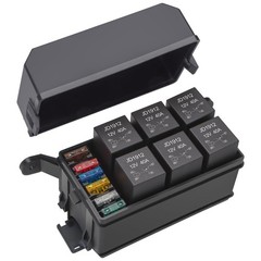 12V Fuse Relay Box, 6 Way with 6 Relays and 6 ATC/ATO Blade Fuses, 4-Pin Rela…