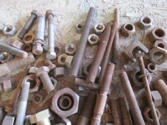 Huge Antique Lot of Various Size Hex Head Screw Bolts Nuts 32 Pounds Shd10