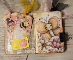 Junk Journal Handmade Booklet Book Vintage “Bees Butterflies” Pocket Ephemera a