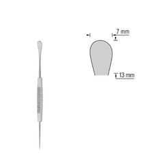 FST Spatula & Probe – 10090-13, L=14cm, Tip Dims = 13x7x.6mm, Tip Dia =.1mm, 13g