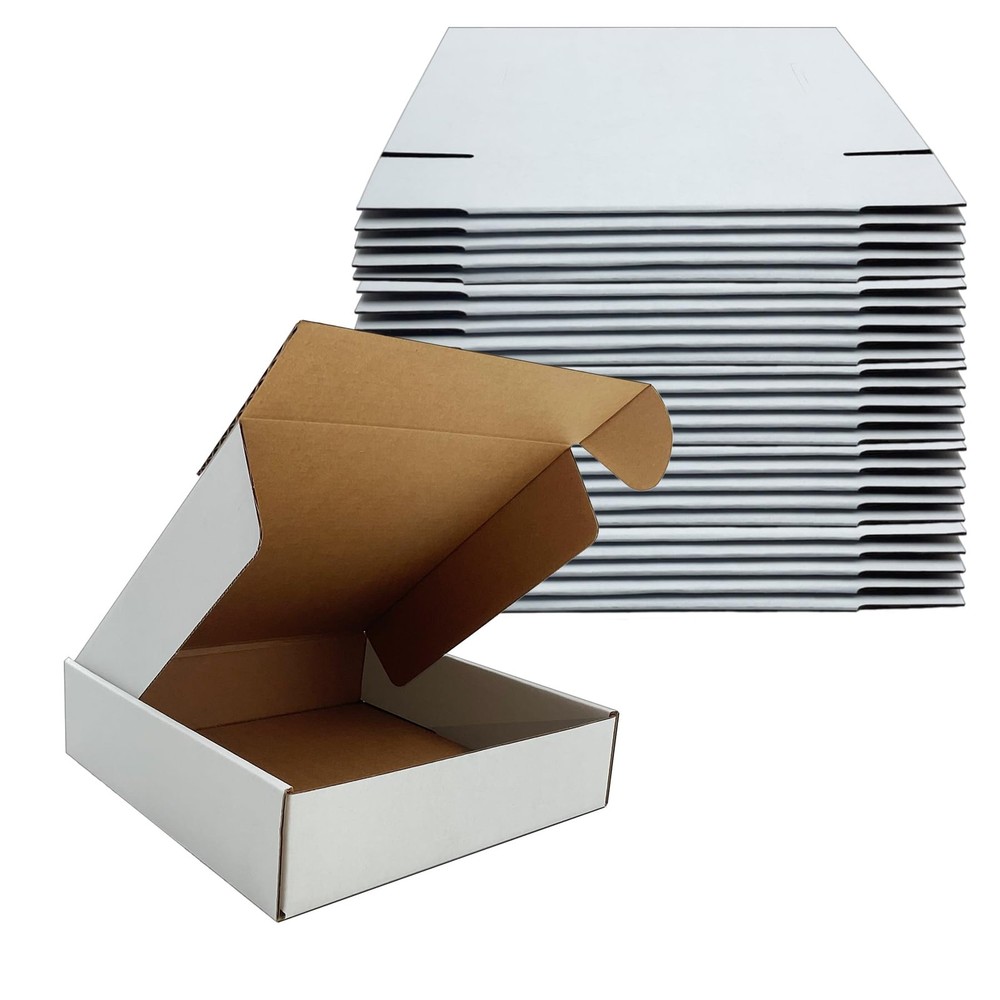 8x8x2 Inches Shipping Boxes Set of 25,White Corrugated Mailing Cardboard Box …
