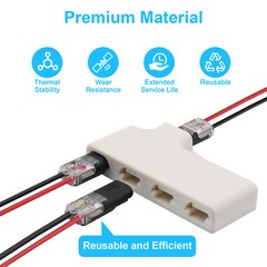 50Pack Double-Wire Plug-in Connector, Cable Clamp with Locking Buckle, AWG 18-22