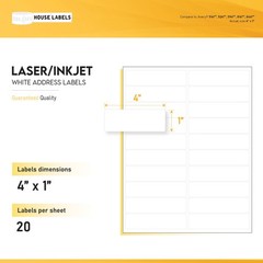 100 Sheets 2000 Labels 1 x 4 Fast Peel White Address Mailing Labels 20 UP