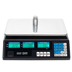 US 40kg/5g Digital Price Computing Scale Black for Vegetable Food US Plug w/ LCD
