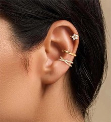 14K Gold Plated Ear Cuff Earrings for Women, Dainty Ear Cuffs Clip on Earring…