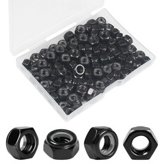 100 Pcs M6 x 1.0 mm Nylon Insert Hex Lock Nuts Black Zinc-Plated Self-Locking F