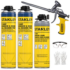 Stanley F948 All Seasons Pro Gap Filler Gun Foam 24oz, 2 Pack -Gun Included Set