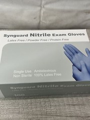 LOT OF 10 -Basic Synguard Nitrile Exam gloves (100 gloves) Medium latex-free