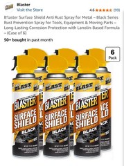 6 pack Surface Shield Anti Rust Spray – Long-Lasting Metal & Tool Corrosion Blac