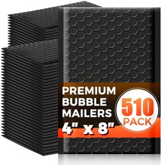 510-Pack Bubble Mailer 4” x 8” – Self-Sealing 4×8 inches, Black – 510 Pack