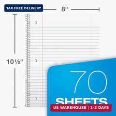 Oxford Spiral Notebooks, 6 Pack, 1 Subject, Wide Ruled Notebooks for School, 8 x