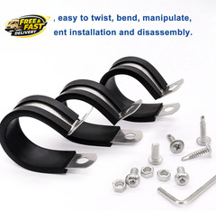 50PCS 3/8 Inch Cable Clamps 304 Stainless Steel Rubber Cushion Insulated Wire Cl
