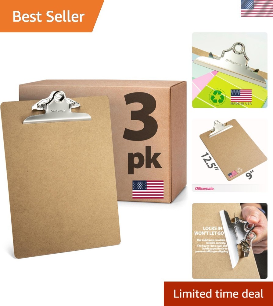 Environmentally Friendly Clipboards, Letter Size, 3-Piece Set with Hanging Hole