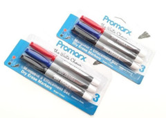 2 PACKS 6 PROMARX® DRY ERASE MARKERS MULTI COLORED BLACK BLUE RED