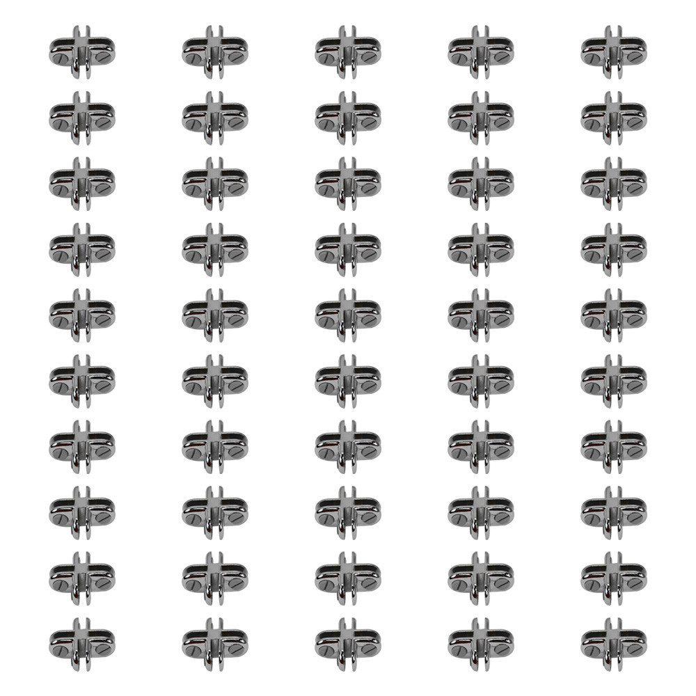 50 PCS CHROME 4 Way Glass Cube Connector Clip 3/16″ Tempered Glass Shelf