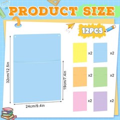 Fuutreo 12 Pcs Pastel Plastic Oversized Wall Pockets 12.6″ x 9.4″