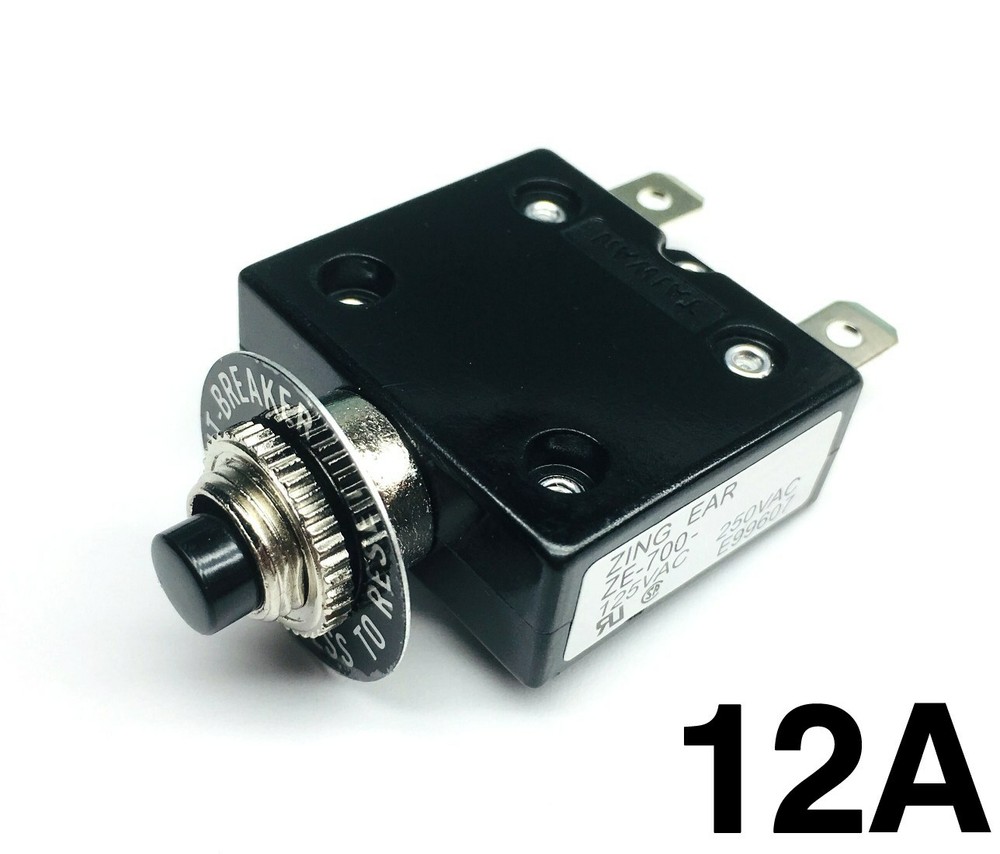 NEW 12 Amp Push Button Thermal Circuit Breaker 12-50V DC 125-250V Volt AC 12A