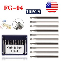 10Pcs Dental Tungsten Carbide Round Burs FG4 FG 1.6mm for High Speed Handpiece