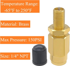 4PCS 1/4″ Air Inflation Schrader Valve Adapter Push to Connect Fitting Brass for