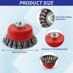 3 Pack Wire Wheel Brush for Angle Grinder, 4 Inch Wire Wheels for 4-1/2 Inch Ang