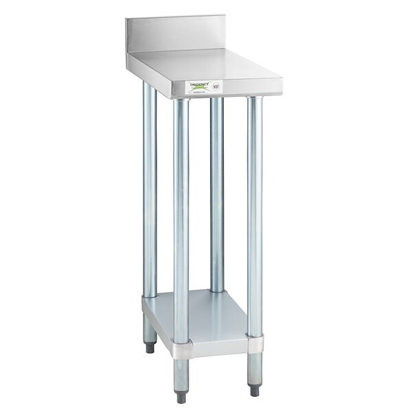 24″W x 12″L Stainless Steel Equipment Filler Table with Backsplash & Undershelf