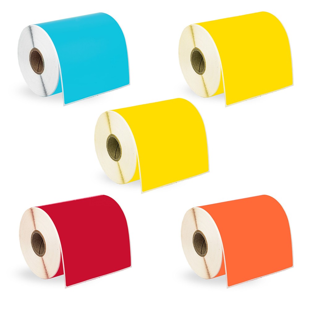 ZEBRA 4×6 COLOR COMBO Labels 1″ Core 5 Rolls:2 YELLOW 1 ea BLUE RED ORANGE