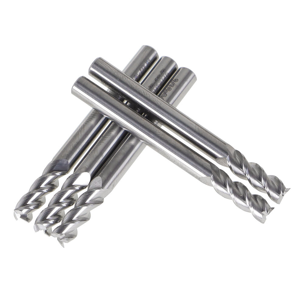 5 Pack 3/16″ 3 Flute Regular Length Carbide End Mill For Aluminum NEW