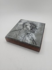 Vintage large letterpress printing block man’s profile portrait