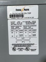 Federal Pacific SB12N.750F 0.75 kVA Transformer, 1PH
