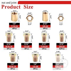 3/16″ & 1/4″ Brake Line Fittings Assortment Kit,3/8 Inch-24 Threads Nuts and Uni