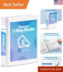 Moisture Resistant 1 Inch D Ring Binder with Pockets: 8.5×11 Paper Friendly