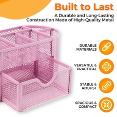 Pen Holder Desk Organizer – 9-Compartment Pencil Holder Desk Organizer with D…