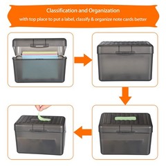 BTSKY 1 Pack 4 x 6 inch Index Card Box-Index 4X6 Inch-1 Pack, Grey