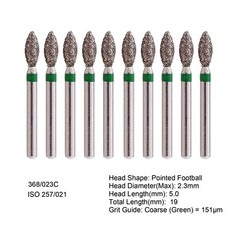 Dental Diamond Burs FG Round End Taper Pear Football Fine Coarse Grit 850 856