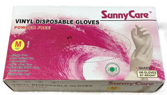 SunnyCare Vinyl Disposable Gloves, Powder Free, Allergy Free, Size Medium