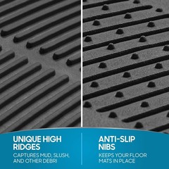 BDK ProLiner Car Floor Mats – Heavy Duty Rubber, Universal Fit, Black