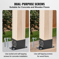 VEVOR 4 Pack 6×6 Post Base Brackets Heavy Duty Wood Post Fence Post Anchor