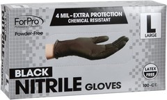 ForPro Disposable Nitrile Gloves, Chemical Resistant, 4 Mil, Large, 1000~Count