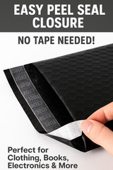 Black Poly Bubble Mailers | 10-500 Pcs | Padded Self Seal Envelopes (4×8–14.5×20