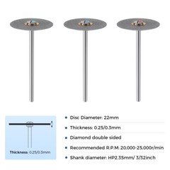 HP2.35mm Dental Sintered Diamond Disc 3 Grits (C/M/F) for Zirconia – Double-Side