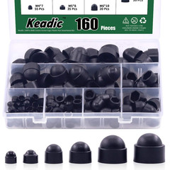 161Pcs Bolt Covers Screw Caps Hex Head Bolt Covers Black Plastic Dome Bolt Nut P