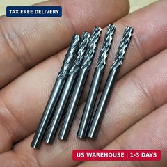 5 Pcs 1/8” Shank Double Slot Aluminum Cutting Burr | Cylindrical End Cut Tungst