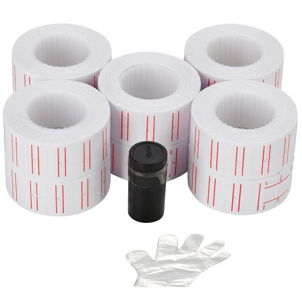 10 Rolls 6000pcs White Price Tag Sticker Gun Labels Refill For MX 5500 w/ 1 ink