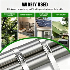 MasiStran Metal Zip Ties 50 Pack 18 Inch, 304 Stainless Steel 300LBS Heavy Du…