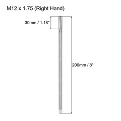 Metric Thread Tap M12 x 1.75 H2 200mm Extra Long Straight Flute Tapping Tools